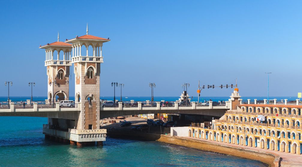 Romantischer Abend in Alexandria vom Hafen Alexandria